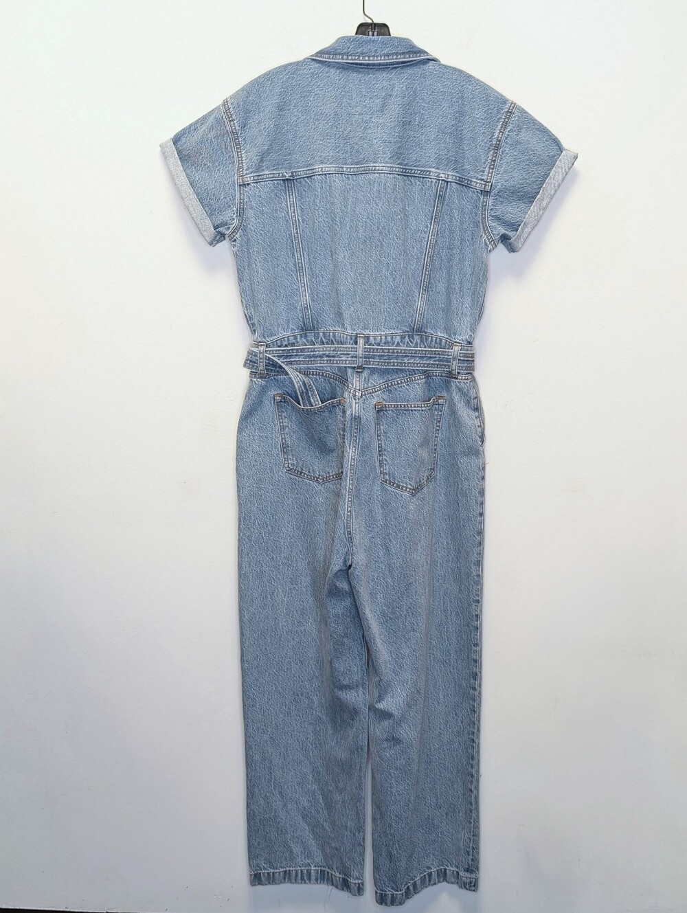 Abercrombie & Fitch '90S Relaxed Denim Utility Jumpsuit Belted Wide Leg L - Picture 3 of 16